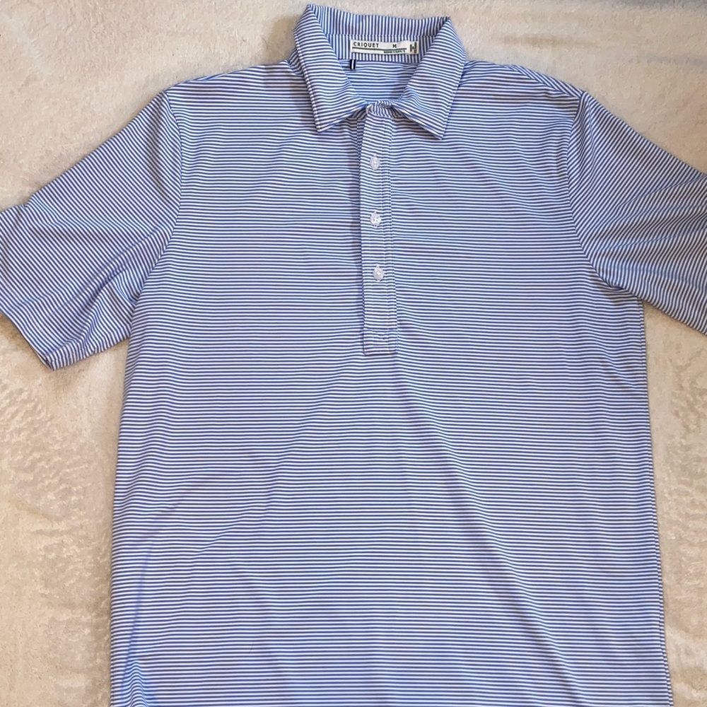Criquet Performance Sport Range Polo Blue Bonnet light blue white Hobby Stripe - Picture 2 of 9